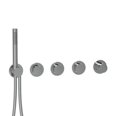 Фото Almar Modular PUSH Внешняя часть термостатического смесителя на 3 потребителя с модулем ручного душа, цвет оружейный металл брашированный PVD