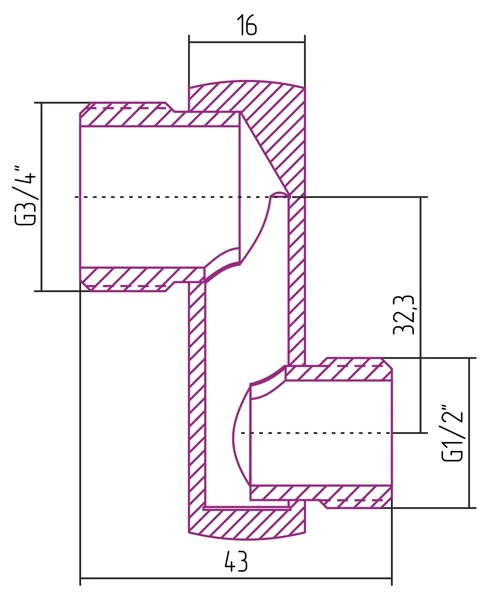 Фото Эксцентрик Сунержа G 1/2" НР х G 3/4" НР смещение 32 мм (00-1507-0007)