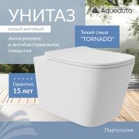 Фото Aqueduto MACIO Plus Унитаз подвесной 525*345 безободковый, Tornado, сиденье с микролифтом, белый матовый