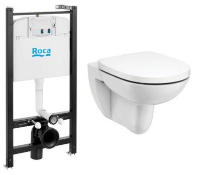 Фото ПЭК Roca Debba Round Pack подвесной унитаз Rimless + инсталляция + сиденье Supralit (7.8931.0.498.0)