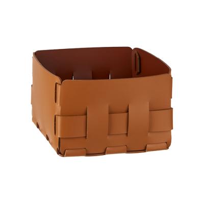 Фото ADJ Корзинка Mini Bottega, 19x19xH13 см., цвет: коньяк/бордо