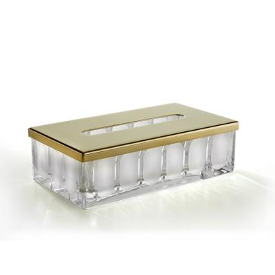 Фото 3SC Montblanc Контейнер для бумажных салфеток настольный 23хh7х12,5 см, цвет: прозрачный хрусталь/латунь