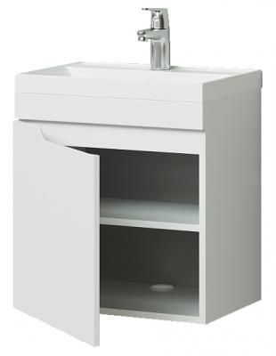 Фото Комплект тумба Итана Alexa 50 (493х343х570) подвесная, с раковиной Clarissa 50, левый, белый глянец (CS00080610)