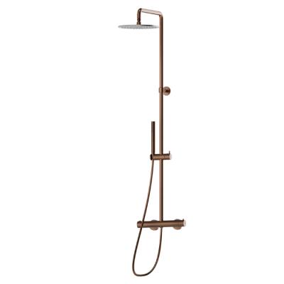 Фото Newform Shower Душевая стойка с  термостатическим смесителем, переключателем , насадкой и душем, цвет:  PVD brushed copper bronze