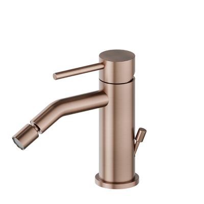 Фото Newform X-Steel 316 Смеситель для биде на 1 отверстие с донным клапаном, излив 134мм, цвет: PVD Brushed copper bronze