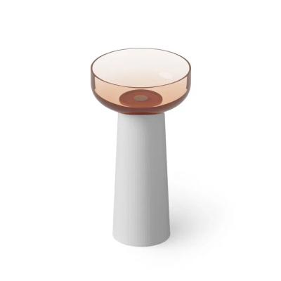 Фото Dea Design Light Раковина 48x48x88см., напольная, без отв., Glasstech, прозрачная смола, цвет: чаша brown copper/пьедестал белый