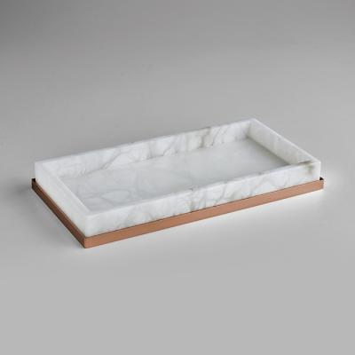 Фото 3SC Baster Round Лоток 25.5х2.5х13см., настольный, цвет: алебастр/Warm Brushed Bronze PVD