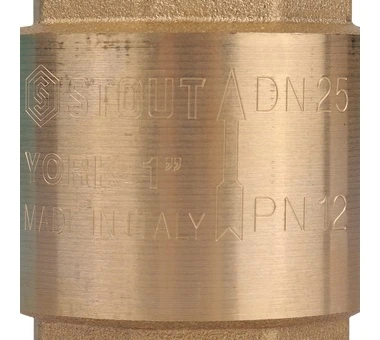 Фото STOUT  1" Клапан обратный пружинный муфтовый с пластиковым седлом (SVC-0012-000025)