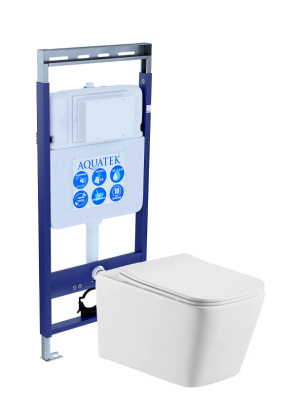 Фото Унитаз с инсталляцией Set AQUATEK ЛИБРА Easy Fix +сиденье-микролифт+звукоизоляционная прокладка