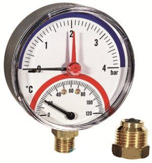 Фото Термоманометр Watts 1/2 радиальный 120С 10 бар (958)