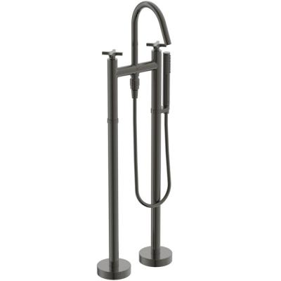 Фото Ideal Standard Joy Neo Смеситель для ванны, напольный, с душевым набором, шлангом IDEALFLEX 125см, цвет: PVD Magnetic Grey