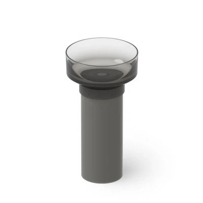 Фото Dea Design Pedestal Basin Раковина 48х48х90см., напольная, без отв., Glasstech, прозрачная смола, цвет: Smoky Black R4