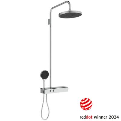 Фото Ideal Standard CERATHERM SOLOS Душевая система с термостатом Cool body, с верхним душем d300 мм, ручной душ - 3 режима, шланг: 1750 мм, стекл. полка, цве