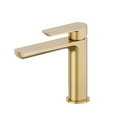 Фото Newform Haka Смеситель для раковины без донного клапана, цвет: PVD brushed gold
