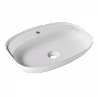 Фото Alice Form Раковина Oval 60x45хВ12 Plan, накладная, с отверстием под смеситель, белый матовый