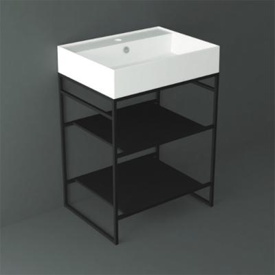 Фото SIMAS AGILE Структура металлическая 61x46xh72 см, напольная, для раковины AG61, с 2 полками, цвет черный матовый