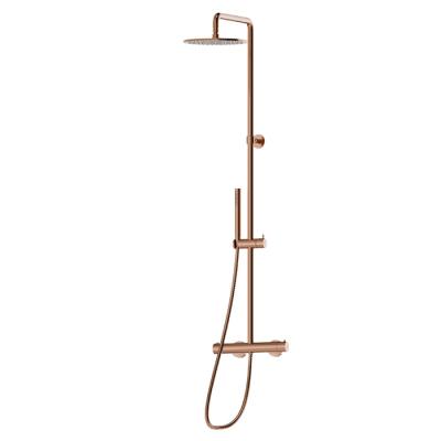 Фото Newform Delta Zero; XT ; Shower Columns Душевая стойка с  термостатическим смесителем, переключателем , насадкой и душем, цвет:  PVD copper bronze
