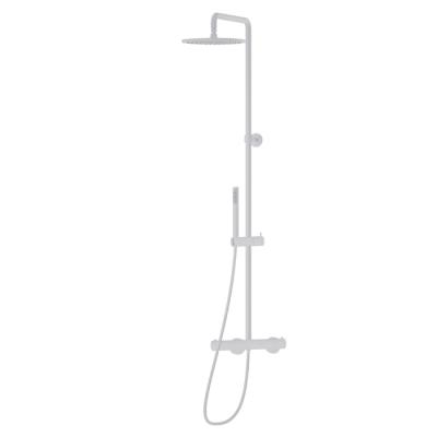 Фото Newform Shower Душевая стойка с  термостатическим смесителем, переключателем , насадкой и душем, цвет: белый матовый