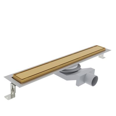 Фото Plumberia Selection Трап душевой PS IN-TILE 6x60 2устор. накладка из нерж.стали, комбинир.затвор с горизонт. Выпуском Ду 50мм,40л/мин, золото браш.