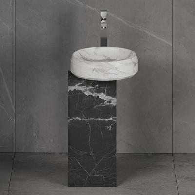 Фото Dea Design Marble Marsala Раковина 46.5х46.5х90см., напольная, без отв., мрамор, цвет: White Cararra/Black Marquina