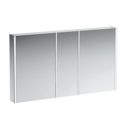 Фото Laufen Frame Зеркальный шкаф 130x75см., LED-подсветка, алюминий, 3 двери, 2 розетки, с дефектом плафона
