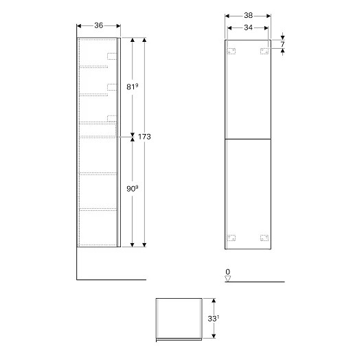 Фото Шкафчик высокий Geberit Acanto 38x173 500.619.JK.2