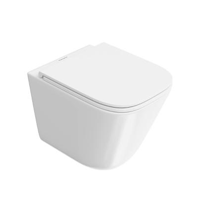Фото Kerama Marazzi Cubo Унитаз 34х48см, подвесной, смыв торнадо, с крепежом и сиденьем, цвет: белый глянцевый