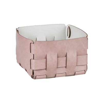 Фото ADJ Корзинка Mini Bottega, 19x19xH13 см., цвет: пепельная роза/устричный