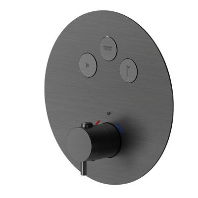 Фото Newform X-Steel 316 Наружная часть для термостатического смесителя, на 3 источника, переключение - кнопки (для 27752) цвет: PVD Brushed gun metal