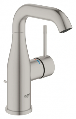 Фото Смеситель для раковины GROHE Essence с донным клапаном, M-size, суперсталь (24173DC1)