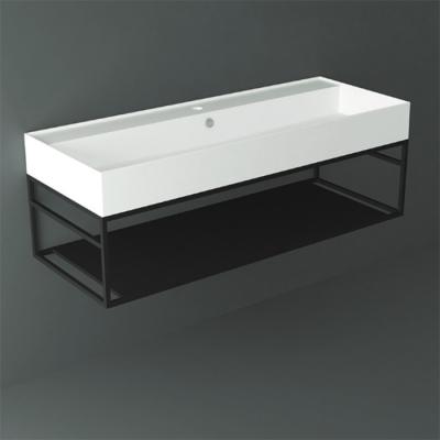 Фото SIMAS AGILE Структура металлическая 121x46xh28 см, подвесная, для раковины AG121, с 1 полкой, цвет черный матовый