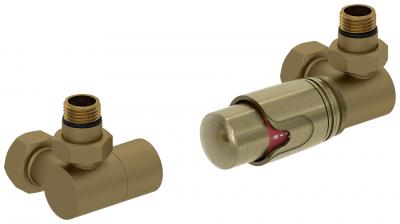 Фото Терморегулятор автоматический 3D правый G 1/2" НР х G 3/4" НГ / набор (Матовое золото)