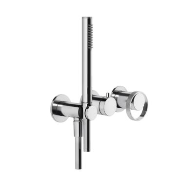 Фото Gessi Anello Встраиваемый однорычажный смеситель на 2 выхода с перекл., ручным душем с держателем и выводом воды (внешние части), цвет: хром