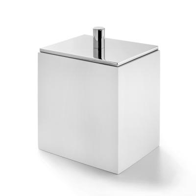 Фото 3SC Bemood White Контейнер для ватных дисков 10х12.5х8см., настольный, цвет: белый/хром