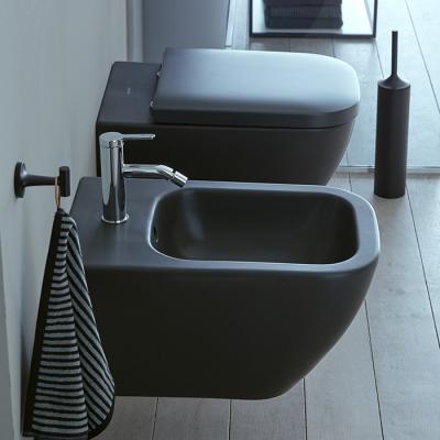 Фото Duravit Happy D.2 Plus Биде подвесное 35.5x54см, с переливом 1 отв для смес. , цвет: антрацит матовый