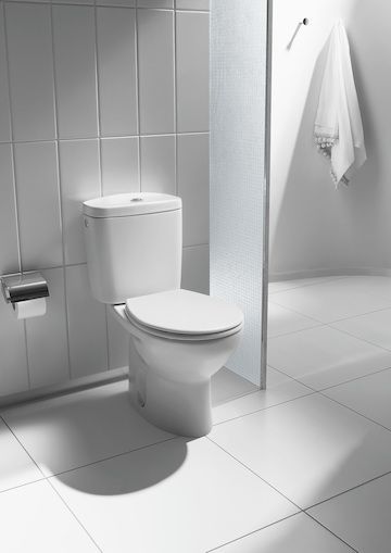 Фото Унитаз-компакт Roca VICTORIA горизонтальный выпуск, c тонким, быстросъемным сиденьем "Микролифт", белый (Z.RU93.1.042.7)