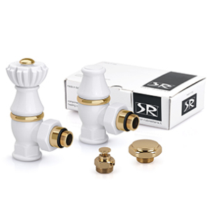 Фото SR Rubinetterie Комплект термостатический угловой Liberty 1/2” x 3/4” белый RAL9010, 0320-2000V00A (0320-2000V00A)