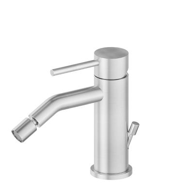 Фото Newform X-Steel 316 Смеситель для биде на 1 отверстие с донным клапаном, излив 134мм, цвет: нержавеющая сталь