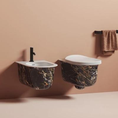 Фото Artceram Chic Биде подвесное 38х53 см, 1 отверстие, цвет: portoro gold