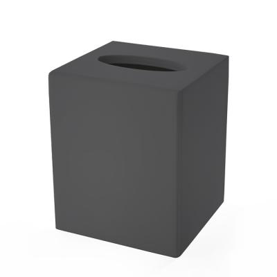 Фото 3SC Mood Black Контейнер для бумажных салфеток, 12х12х14 см, квадратный, настольный,  композит Solid Surface, цвет: чёрный матовый