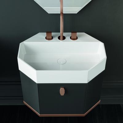 Фото VITAGE milldue edition CRYSTAL Раковина 664х472х120 мм, без перелива, c 3 отверстиями для смесителя, Ceramilux, с донным клапаном, цвет бел глянцевый