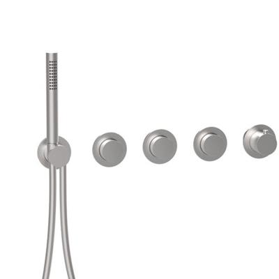 Фото Almar Modular PUSH Внешняя часть термостатического смесителя на 3 потребителя с модулем ручного душа,  цвет нержавеющая сталь брашированная AISI 316