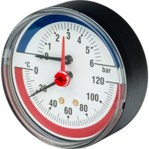 Фото Термоманометр аксиальный Watts F+R818 10009464 DN 80 (0-4 бар)