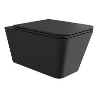 Фото Alice Hide Square Унитаз подвесной 550*350, безободковый, черный матовый  (без сиденья)