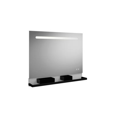 Фото Burgbad FIUMO Зеркало 100x70x15 мм, подсветка LED, сенс выкл, обогрев, корпус Alu-Optik, 2 ящика, рейлинг черные, панель белая FOT2