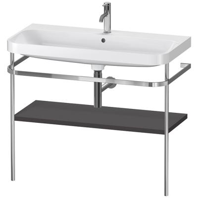 Фото Duravit Happy D.2 Plus Консоль напольная с умывальником 975х490х850 мм, с 1 отв под смесит,1 полка, вып. и сифон в комплекте, цвет Графит суперматовый
