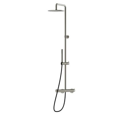 Фото Newform Shower Душевая стойка с  термостатическим смесителем, переключателем , насадкой и душем, цвет:  titanium satin