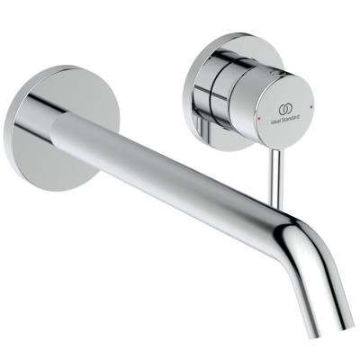 Фото Ideal Standard Ceraline Nuovo Смеситель однорычажный для раковины на 2 отверстия из стены, излив 220 мм, внешняя часть, цвет: хром