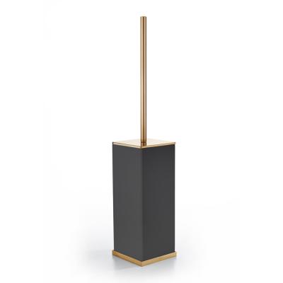 Фото 3SC Mood Deluxe Black Туалетный ёршик, напольный, композит Solid Surface, цвет: чёрный матовый/золото 24к.