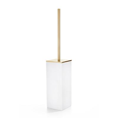Фото 3SC Mood White Туалетный ёршик, напольный, композит Solid Surface, цвет: белый матовый/золото 24к.